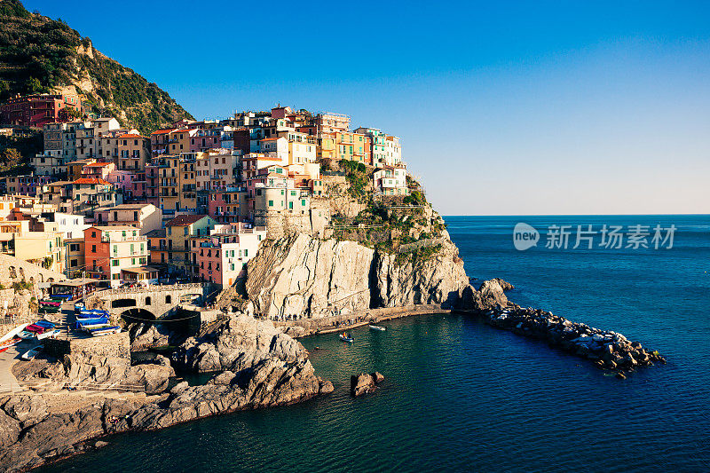 Manarola 村在意大利，五渔村，利古里亚